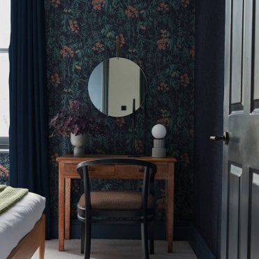 Graham & Brown Obassia Silk Midnight Wallpaper 120615