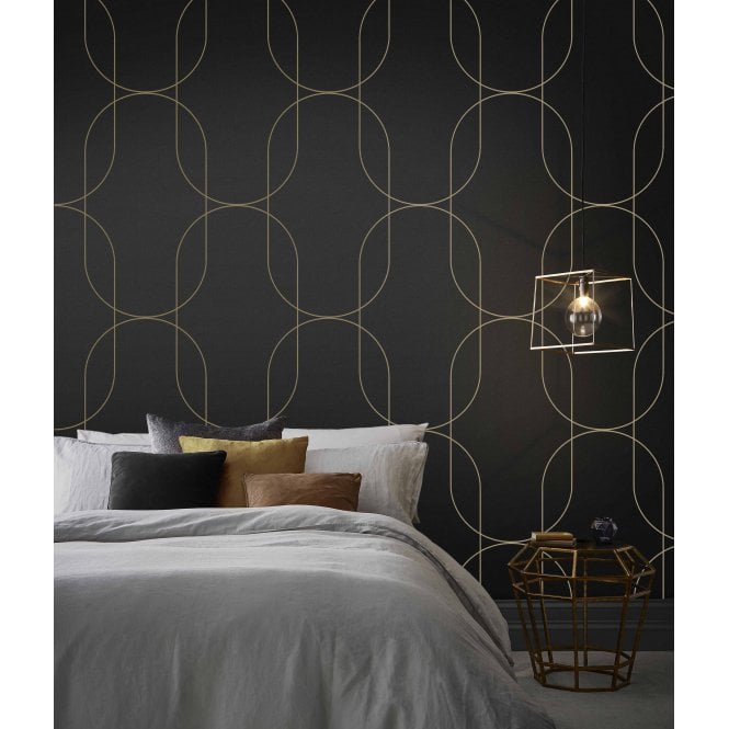 Graham & Brown  Palais Black & Gold Wallpaper 112188