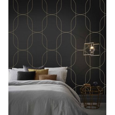 Graham & Brown Palais Black & Gold Wallpaper 112188