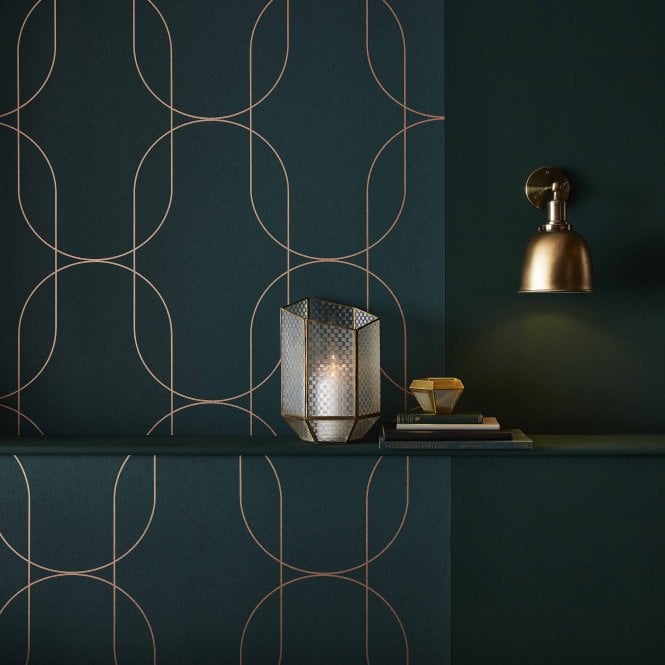 Graham & Brown  Palais Green & Copper Wallpaper 112190