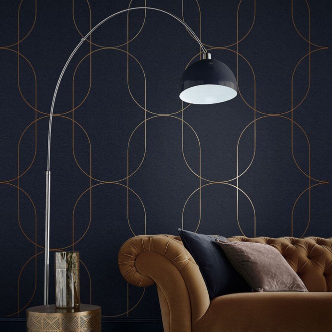 Graham & Brown  Palais Navy & Copper Wallpaper 112189