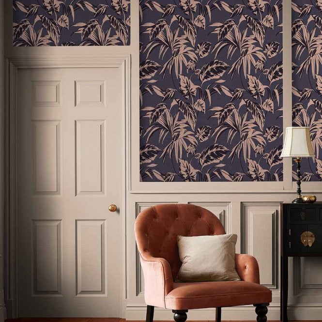 Graham & Brown  Palma Soft Gold & Notte Wallpaper 107609