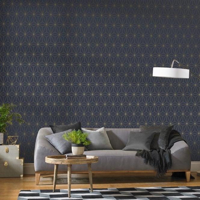 Graham & Brown  Prism Navy Wallpaper 104742