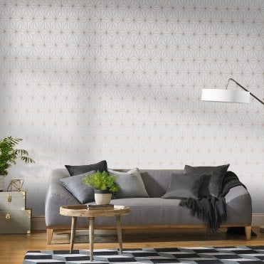 Graham & Brown Prism White Rose Gold Wallpaper 104737