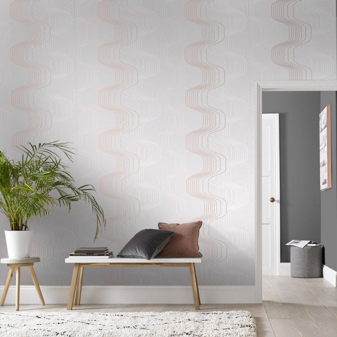 Graham & Brown  Revival Grey And Pink Wallpaper 105023