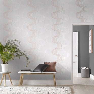 Graham & Brown Revival Grey And Pink Wallpaper 105023