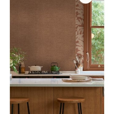 Graham & Brown Rustic Weft Clay Wallpaper 124091
