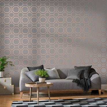 Graham & Brown Sashiko Rose Gold Wallpaper 105773