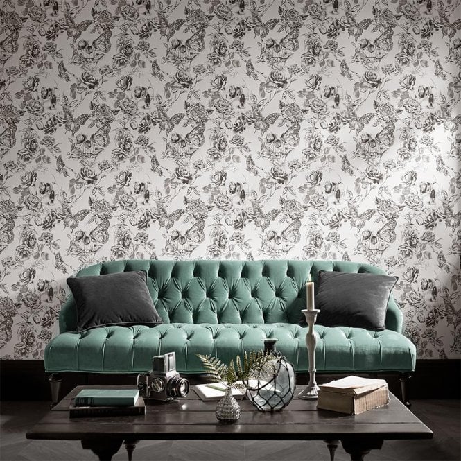 Graham & Brown  Skull Roses Wallpaper 104560