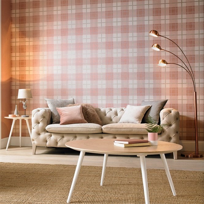 Graham & Brown  Tartan Pink Wallpaper 104723