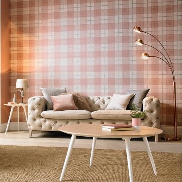 Graham & Brown Tartan Pink Wallpaper 104723