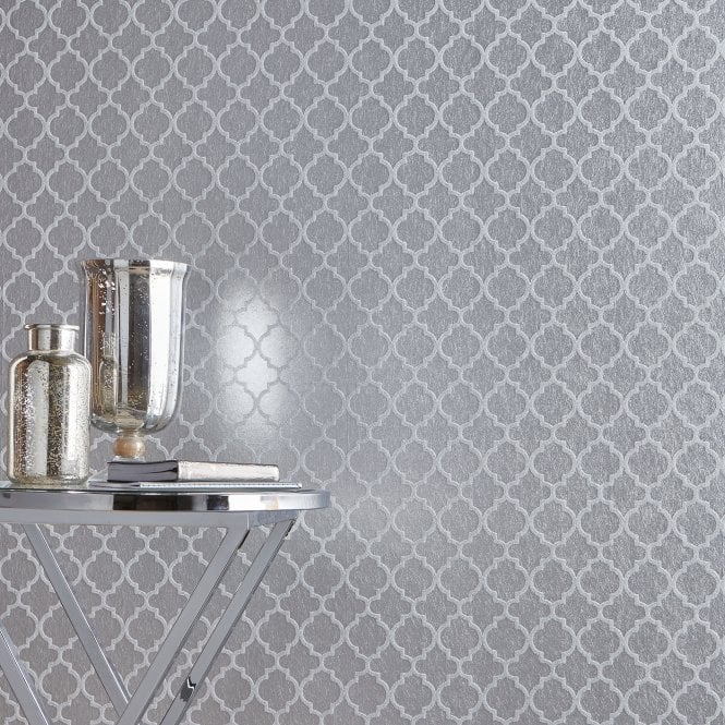 Graham & Brown  Trelliage Bead Silver Wallpaper 105126