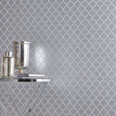 Graham & Brown Trelliage Bead Silver Wallpaper 105126