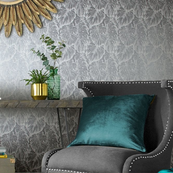 Graham & Brown  Tropical Pewter Wallpaper 103769