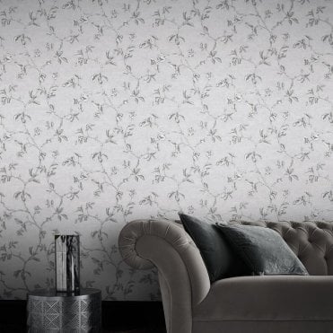 Graham & Brown Twining Silver Wallpaper 105671