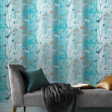 Graham & Brown Wildflower Teal Wallpaper 105894