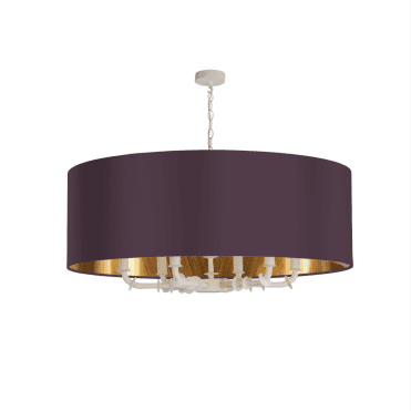 Icarus 6 Light Pendant White Bespoke Urchin Large Shade with Gold Laminate Inner