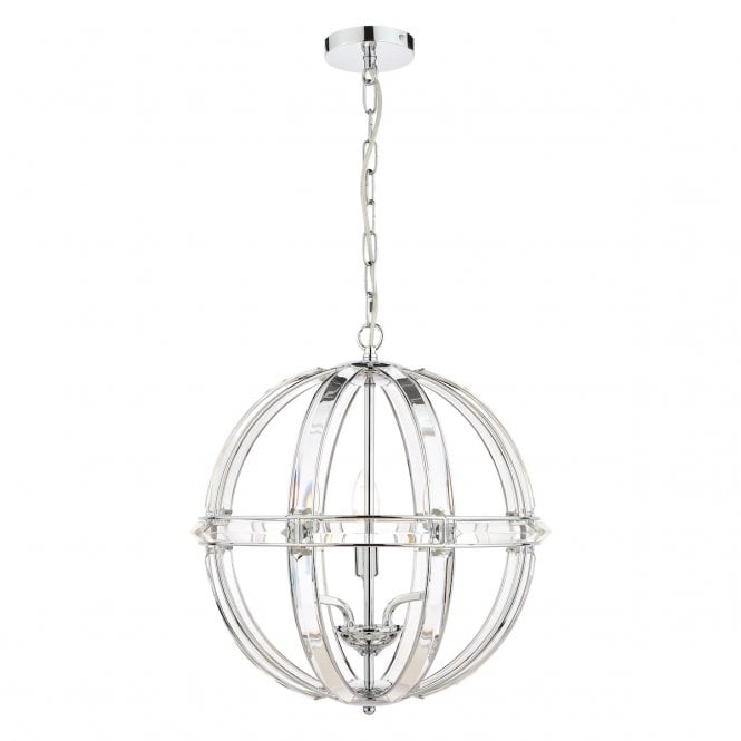 Laura Ashley  Aidan 5lt Pendant Glass & Polished Chrome