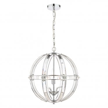 Laura Ashley Aidan 5lt Pendant Glass & Polished Chrome