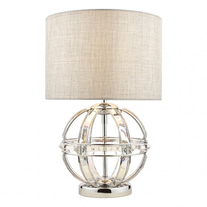 Laura Ashley  Aidan Glass & Polished Chrome Globe Table Lamp with Shade