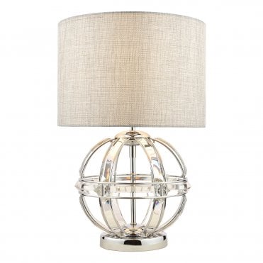 Laura Ashley Aidan Glass & Polished Chrome Globe Table Lamp with Shade
