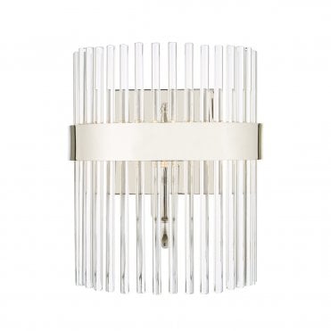 Laura Ashley Alexa 2lt Wall Light Polished Nickel Glass