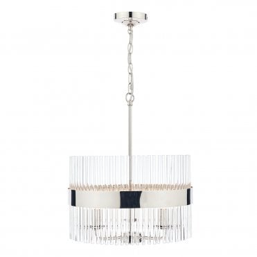 Laura Ashley Alexa 3lt Pendant Polished Nickel Glass Rods