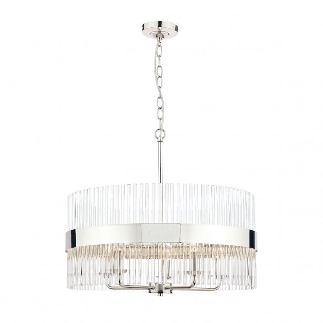 Laura Ashley  Alexa 5lt Pendant Polished Nickel Glass Rods