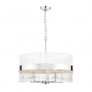 Laura Ashley Alexa 5lt Pendant Polished Nickel Glass Rods
