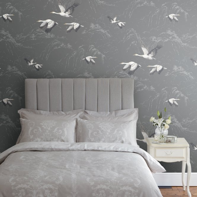 Laura Ashley  Animalia Dark Steel Wallpaper 113393