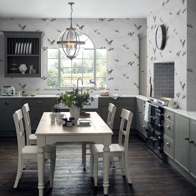Laura Ashley  Animalia Silver Wallpaper 113394