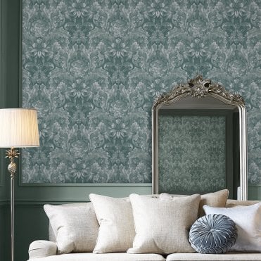 Laura Ashley Apolline Jade Green Wallpaper 119842