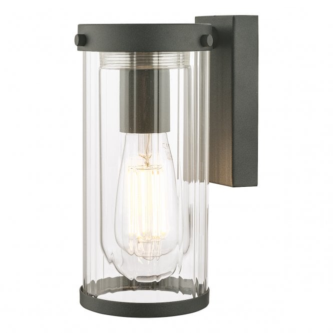 Laura Ashley  Arthur Outdoor Wall Light Matt Black Glass IP44
