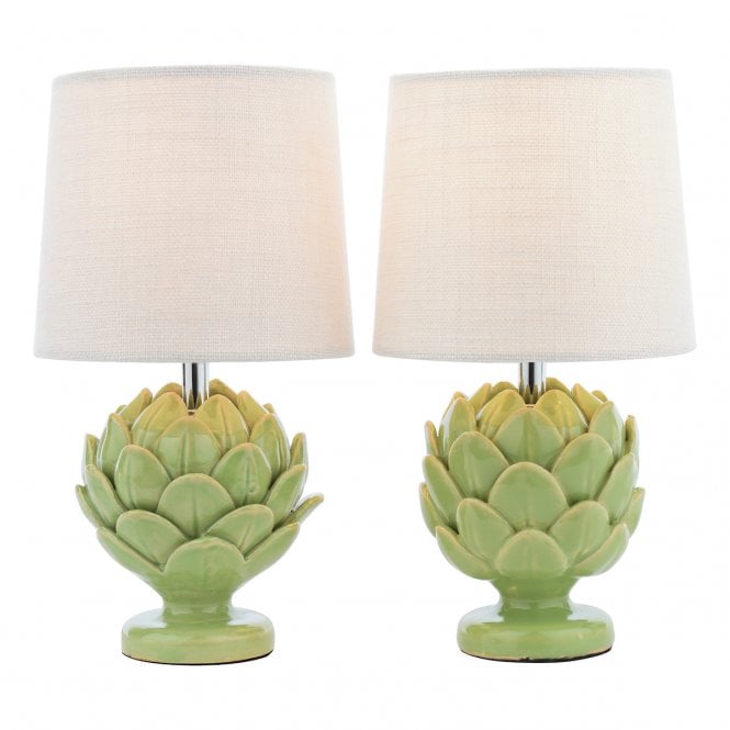 Laura Ashley  Artichoke Twin Pack Table Lamp Green With Shade