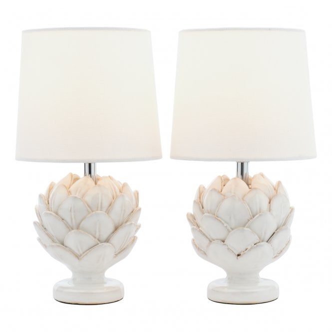 Laura Ashley  Artichoke Twin Pack Table Lamp White With Shade