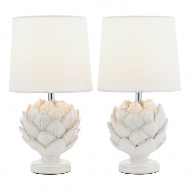 Laura Ashley Artichoke Twin Pack Table Lamp White With Shade