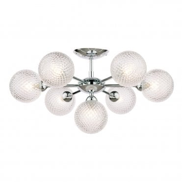Laura Ashley Atherton 7lt Semi Flush Polished Chrome Glass