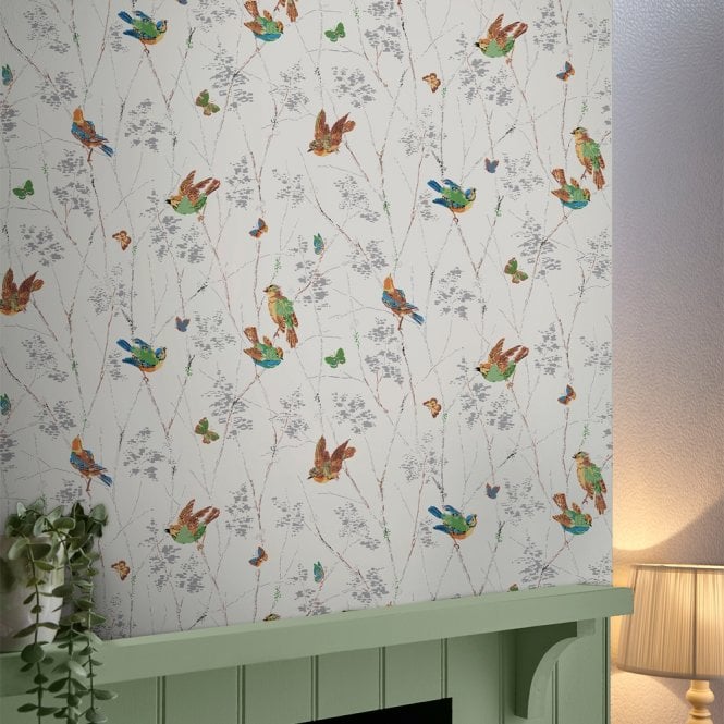 Laura Ashley  Aviary Natural Wallpaper 115260