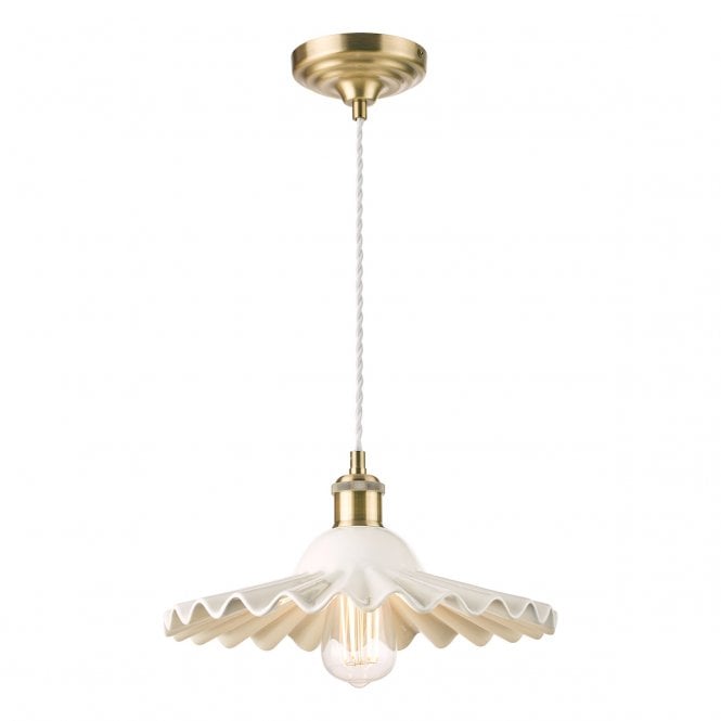 Laura Ashley  Beca Large Pendant White Ceramic Antique Brass