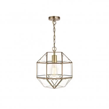 Laura Ashley Blackwell Pendant Antique Brass Glass