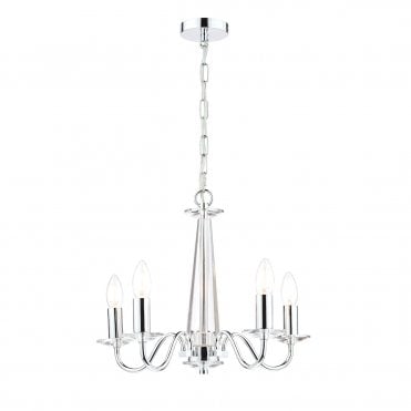 Laura Ashley Blake 5lt Chandelier Cut Glass & Polished Chrome