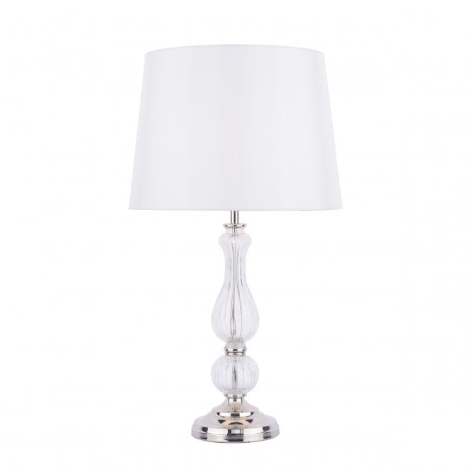Laura Ashley  Bradshaw Table Lamp Polished Nickel & Ribbed Glass With Shade