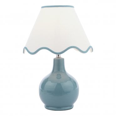 Laura Ashley Bramhope Table Lamp Blue Ceramic With Shade