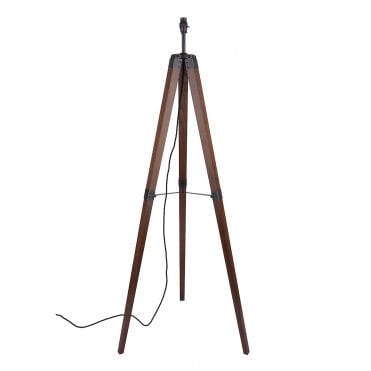Laura Ashley Burdale Tripod Floor Lamp Dark Wood & Industrial Brass Base Only