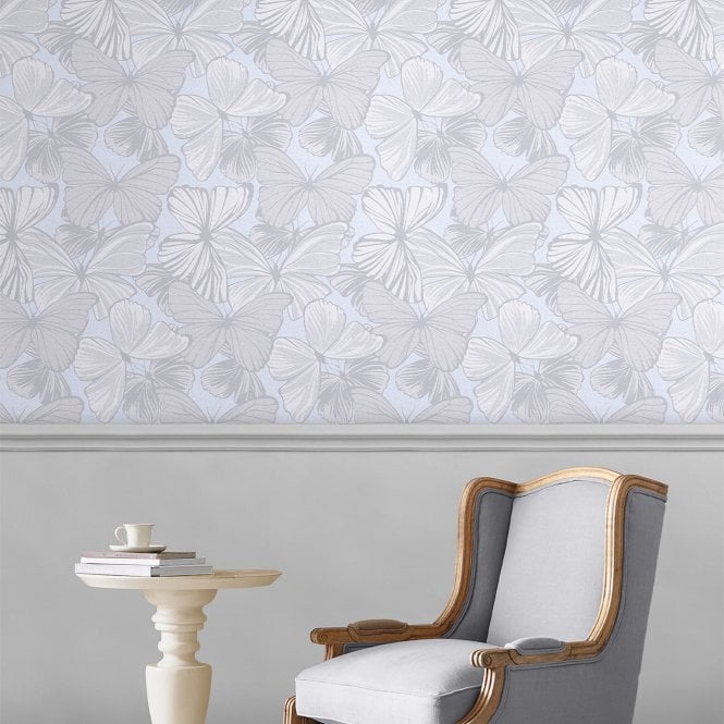 Laura Ashley  Butterfly Garden Sugared Grey Wallpaper 118496