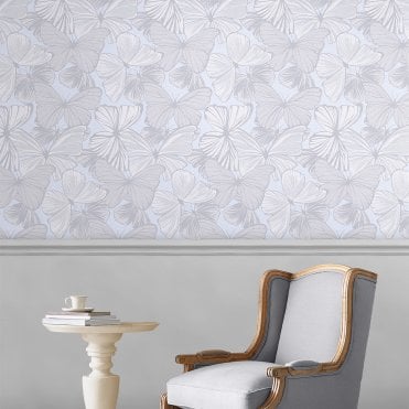 Laura Ashley Butterfly Garden Sugared Grey Wallpaper 118496