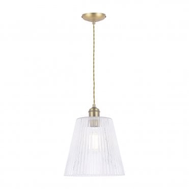Laura Ashley Callaghan Grand Pendant Antique Brass & Ribbed Glass
