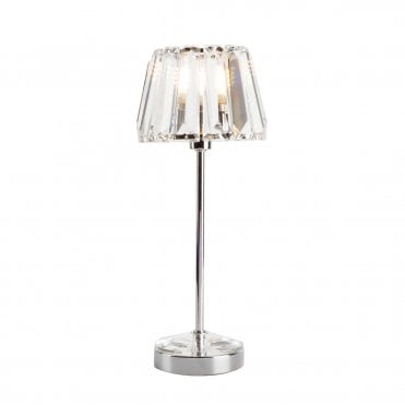 Laura Ashley Capri Small Table Lamp Polished Chrome With Crystal Glass Shade