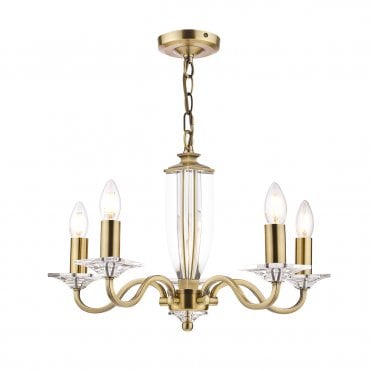 Laura Ashley Carson 5lt Chandelier Cut Glass & Antique Brass
