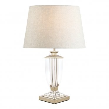 Laura Ashley Carson Small Table Lamp Polished Nickel & Crystal Base Only